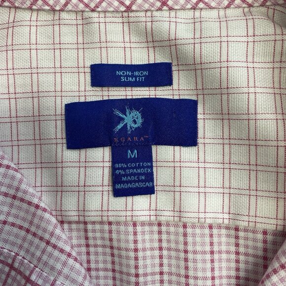 EGARA BUTTON UP SHIRT MENS M SLIM FIT NON IRON CASUAL DRESS CHECK CONTRAST CUFF - Picture 6 of 11